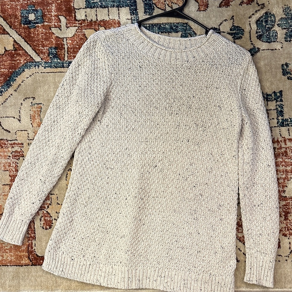 LOFT Speckled Cream Crew Neck Sweater